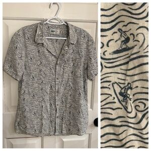 Wellen Huckberry surfer print Button Down Shirt Surfing 45399